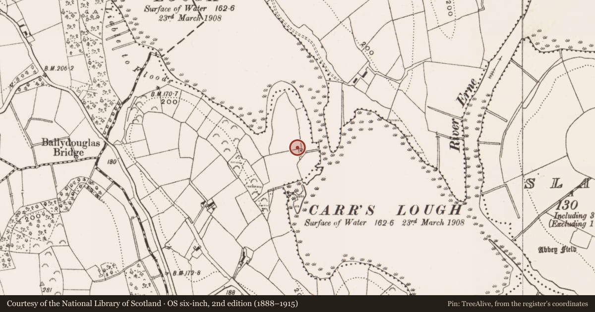 Ordnance Survey six-inch map, 2nd edition (1888–1915) covering the location of Mill - unclassified, Marahill, County Cavan, with a pin at the register's coordinates