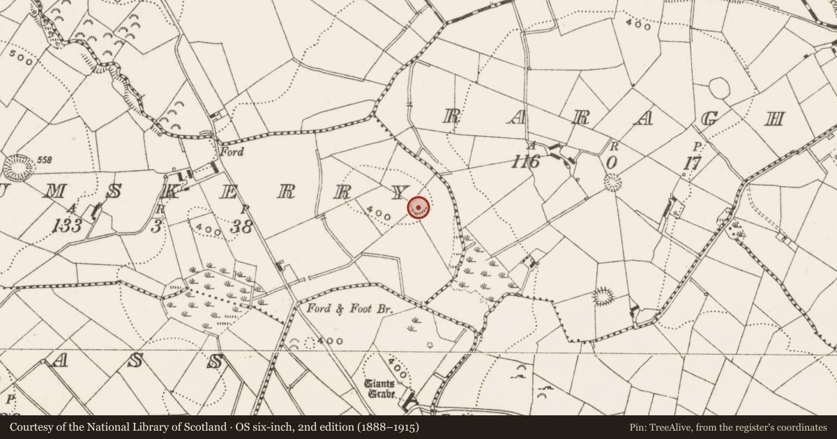 Ordnance Survey six-inch map, 2nd edition (1888–1915) covering the location of Ringfort - rath, Drumskerry, County Cavan, with a pin at the register's coordinates