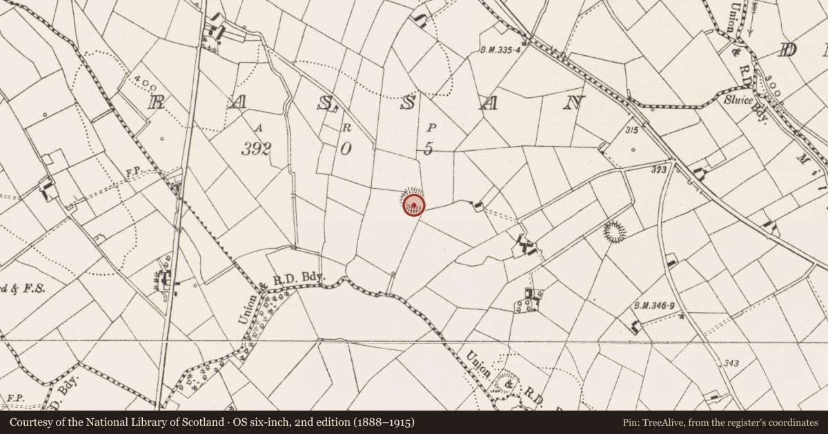 Ordnance Survey six-inch map, 2nd edition (1888–1915) covering the location of Ringfort - rath, Rassan, County Cavan, with a pin at the register's coordinates