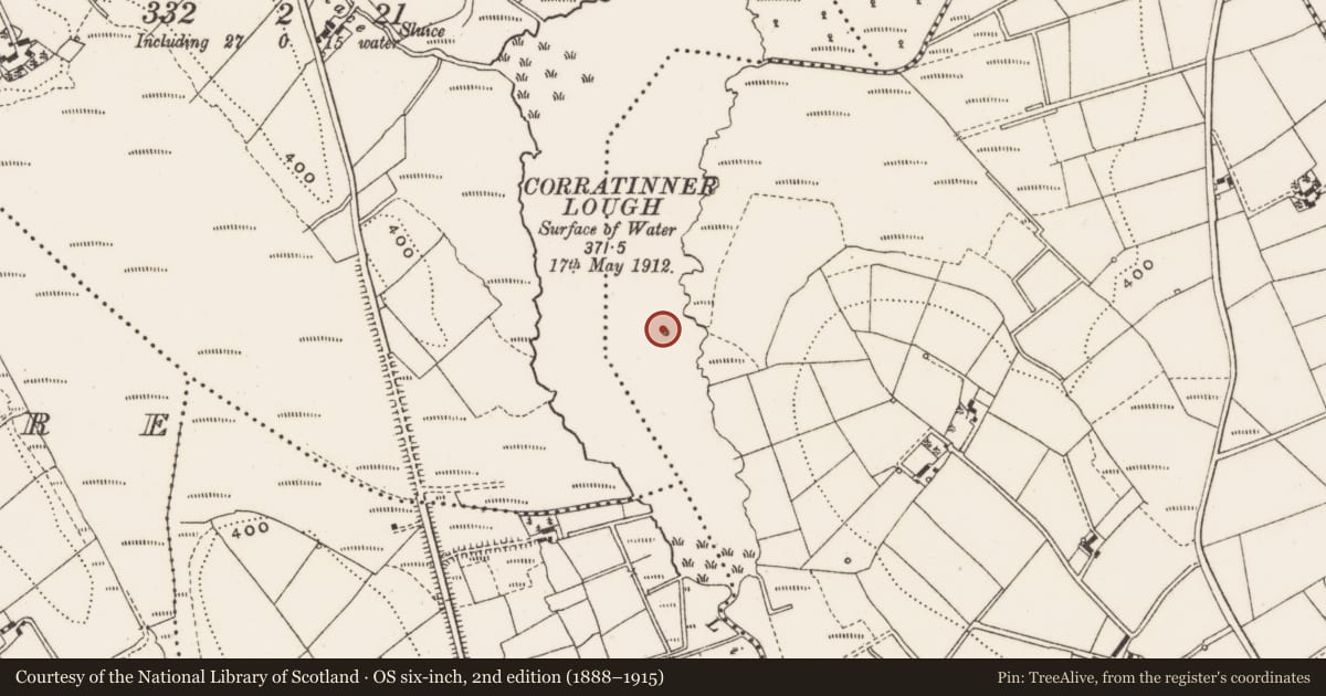 Ordnance Survey six-inch map, 2nd edition (1888–1915) covering the location of Crannog, Annagharnet, County Cavan, with a pin at the register's coordinates