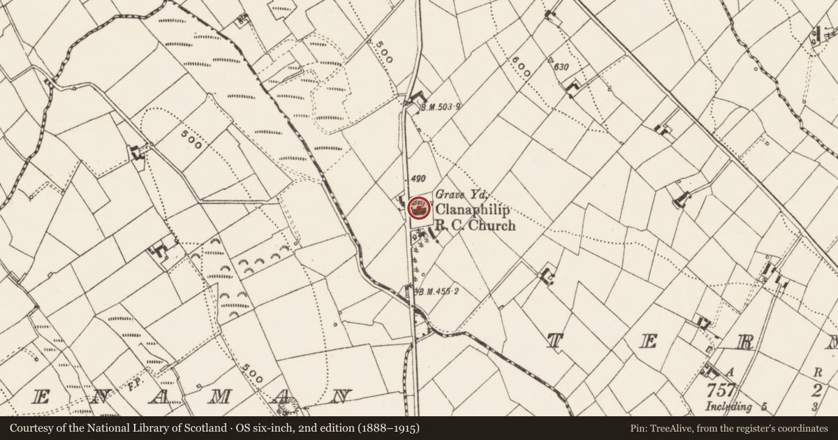 Ordnance Survey six-inch map, 2nd edition (1888–1915) covering the location of Stone head, Termon, County Cavan, with a pin at the register's coordinates