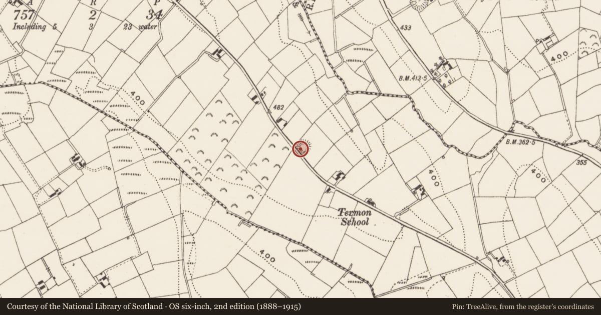 Ordnance Survey six-inch map, 2nd edition (1888–1915) covering the location of Ringfort - rath, Termon, County Cavan, with a pin at the register's coordinates