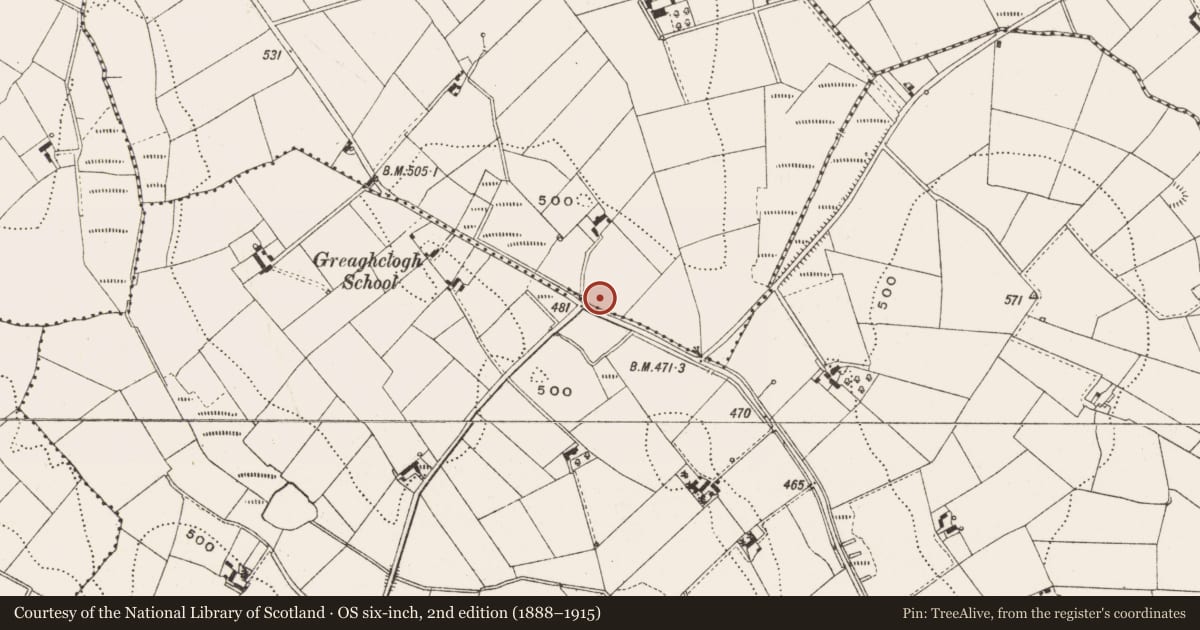 Ordnance Survey six-inch map, 2nd edition (1888–1915) covering the location of Ringfort - rath, Fartadreen, County Cavan, with a pin at the register's coordinates