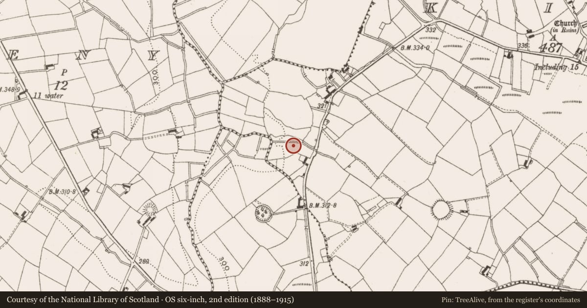 Ordnance Survey six-inch map, 2nd edition (1888–1915) covering the location of Ringfort - rath, Kill, County Cavan, with a pin at the register's coordinates
