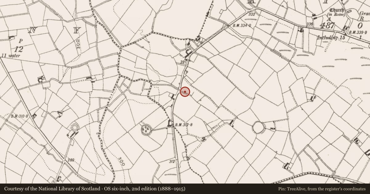 Ordnance Survey six-inch map, 2nd edition (1888–1915) covering the location of Mine, Kill, County Cavan, with a pin at the register's coordinates