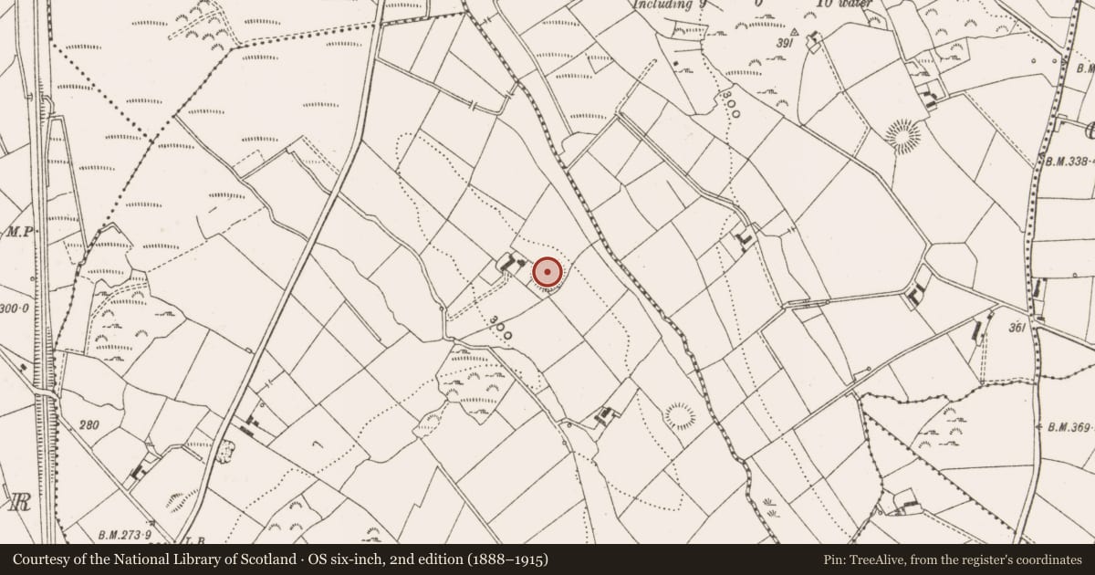 Ordnance Survey six-inch map, 2nd edition (1888–1915) covering the location of Ringfort - rath, Mullaghoran, County Cavan, with a pin at the register's coordinates