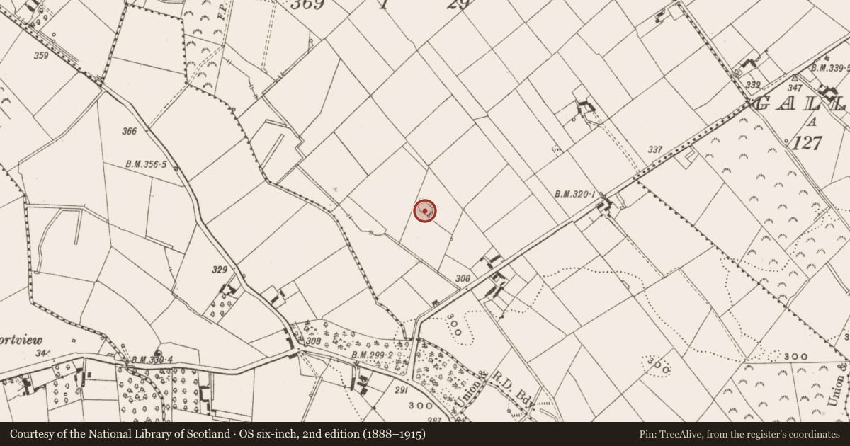 Ordnance Survey six-inch map, 2nd edition (1888–1915) covering the location of Ringfort - rath, Aghoutereery, County Cavan, with a pin at the register's coordinates