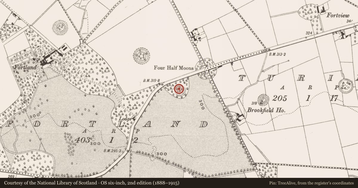 Ordnance Survey six-inch map, 2nd edition (1888–1915) covering the location of Ringfort - rath, Fortland, County Cavan, with a pin at the register's coordinates