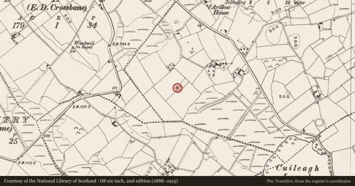 Ordnance Survey six-inch map, 2nd edition (1888–1915) covering the location of Barrow - unclassified, Ardlow, County Cavan, with a pin at the register's coordinates