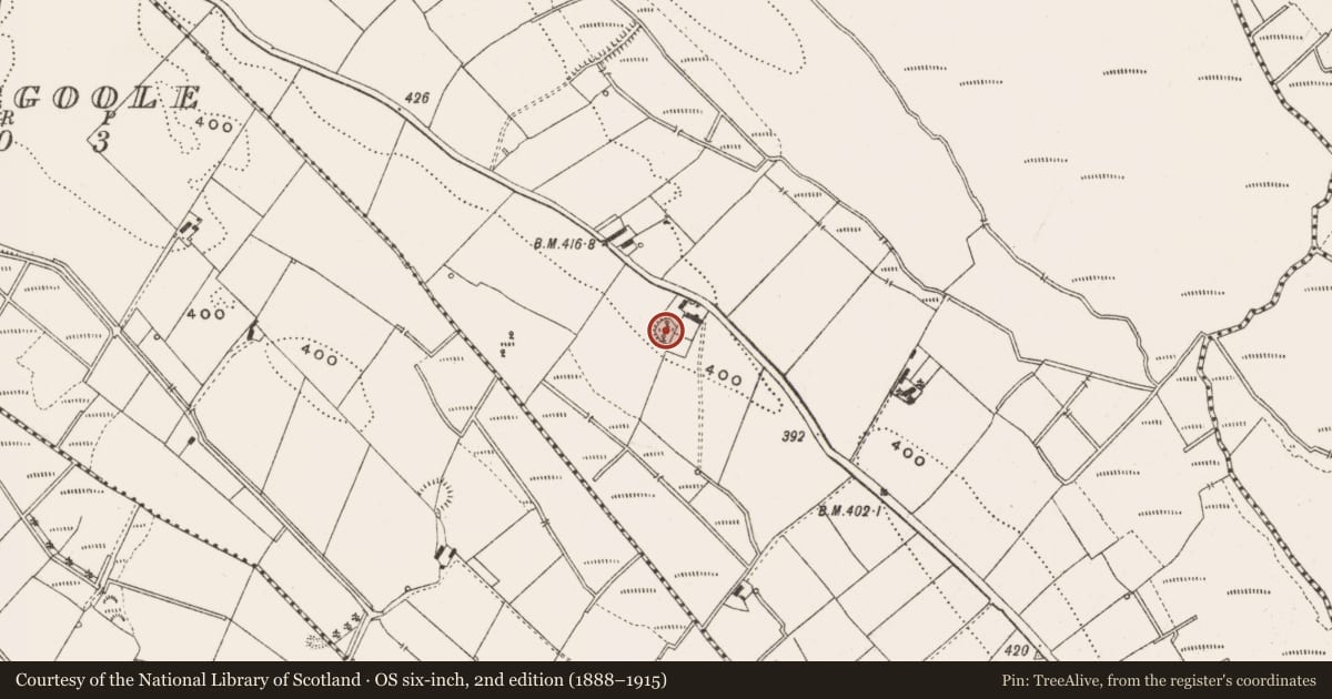 Ordnance Survey six-inch map, 2nd edition (1888–1915) covering the location of Ringfort - rath, Corfad, County Cavan, with a pin at the register's coordinates