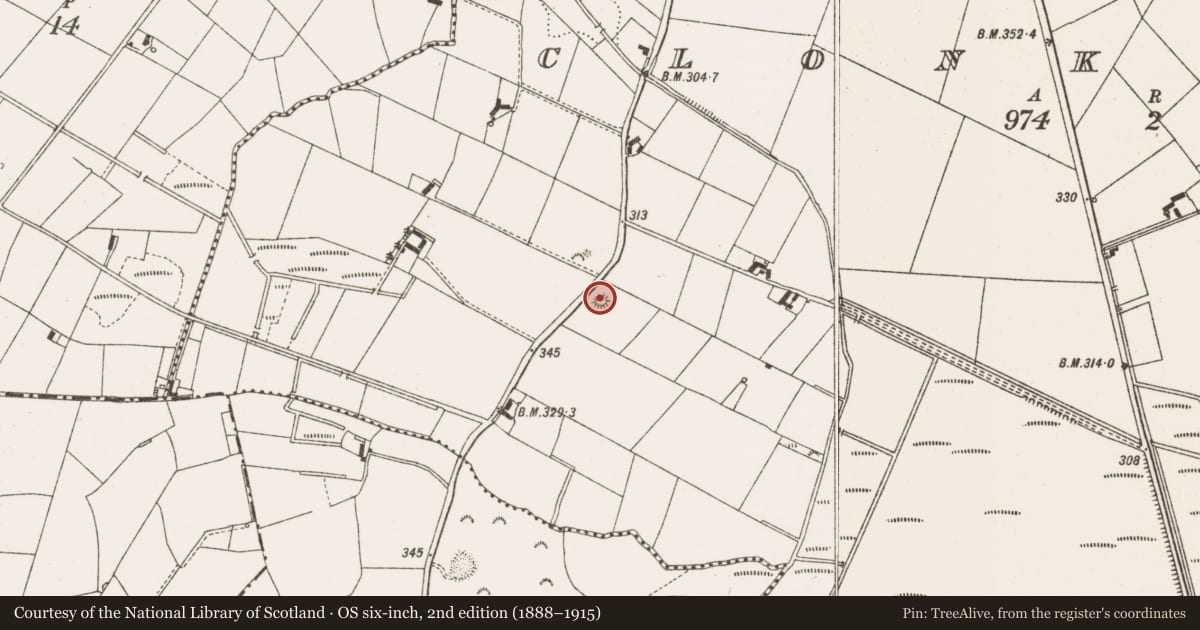 Ordnance Survey six-inch map, 2nd edition (1888–1915) covering the location of Mound, Clonkeiffy, County Cavan, with a pin at the register's coordinates