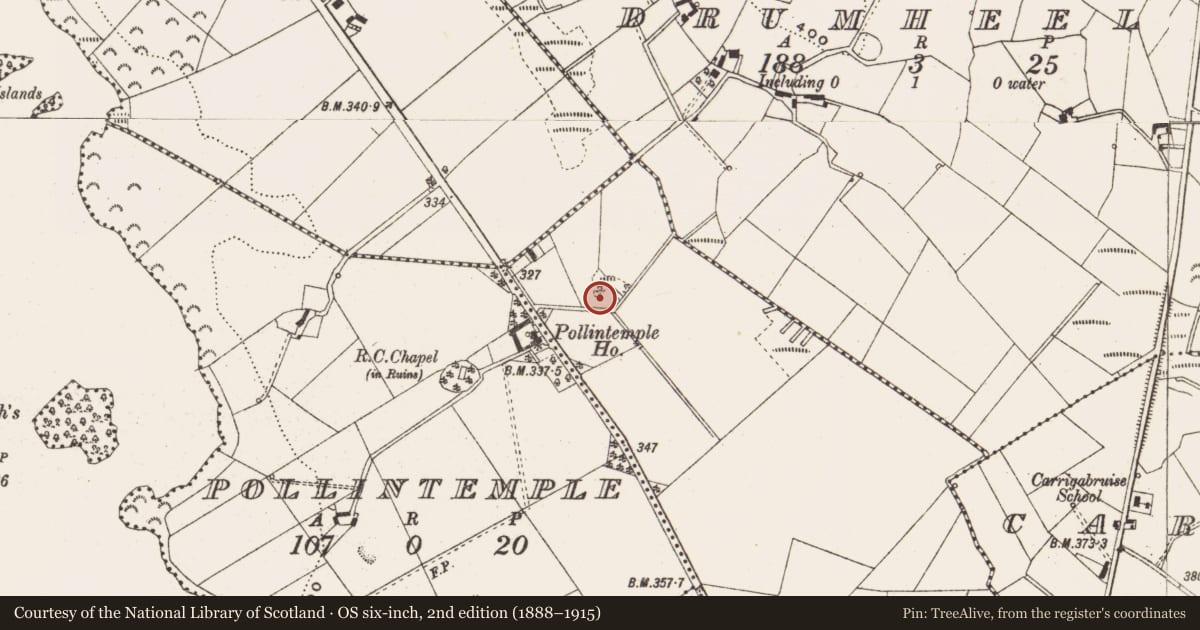 Ordnance Survey six-inch map, 2nd edition (1888–1915) covering the location of Ringfort - unclassified, Carrakeelty Beg, County Cavan, with a pin at the register's coordinates