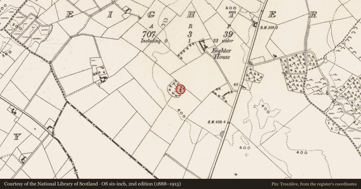 Ordnance Survey six-inch map, 2nd edition (1888–1915) covering the location of Designed landscape - tree-ring, Eighter, County Cavan, with a pin at the register's coordinates