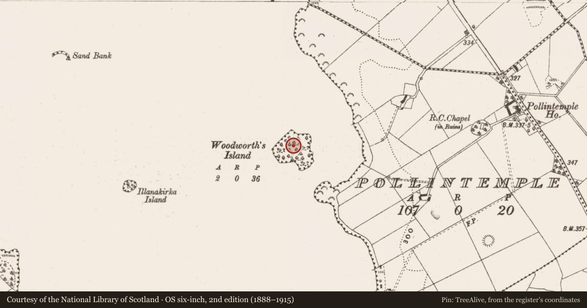 Ordnance Survey six-inch map, 2nd edition (1888–1915) covering the location of Church, Pollintemple, County Cavan, with a pin at the register's coordinates