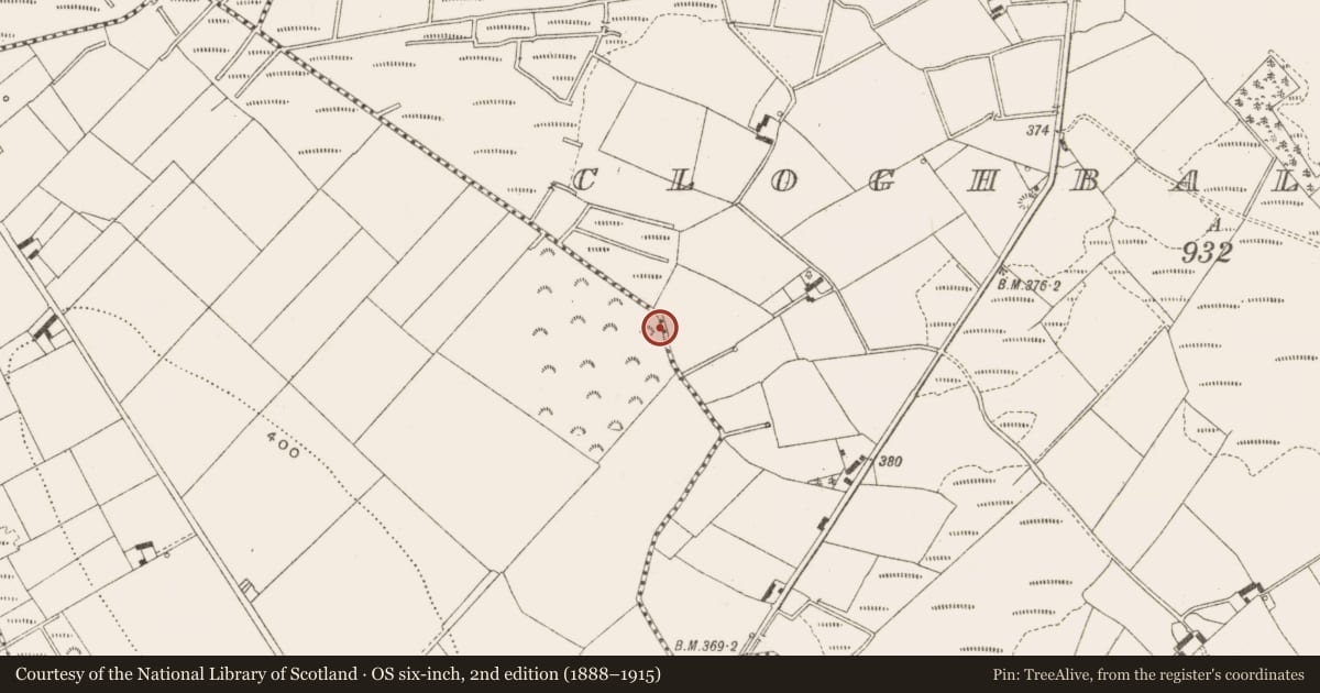 Ordnance Survey six-inch map, 2nd edition (1888–1915) covering the location of Mill - unclassified, Cloghbally Upper, County Cavan, with a pin at the register's coordinates