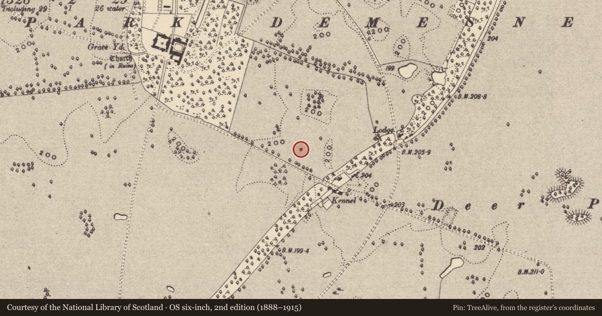 Ordnance Survey six-inch map, 2nd edition (1888–1915) covering the location of Designed landscape feature, Oakpark Or Painestown, County Carlow, with a pin at the register's coordinates