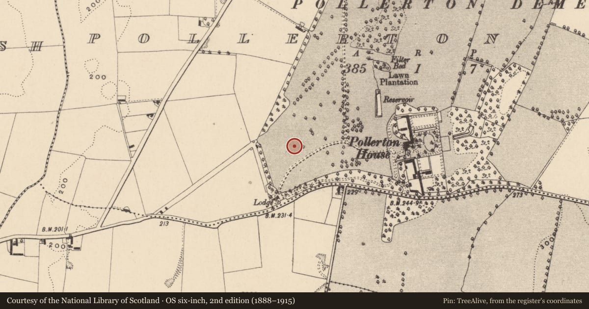 Ordnance Survey six-inch map, 2nd edition (1888–1915) covering the location of Dovecote, Pollerton Big, County Carlow, with a pin at the register's coordinates