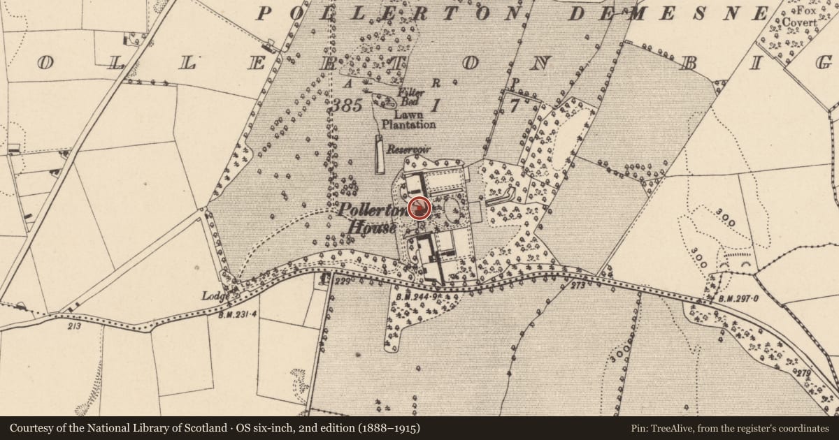 Ordnance Survey six-inch map, 2nd edition (1888–1915) covering the location of Armorial plaque, Pollerton Big, County Carlow, with a pin at the register's coordinates