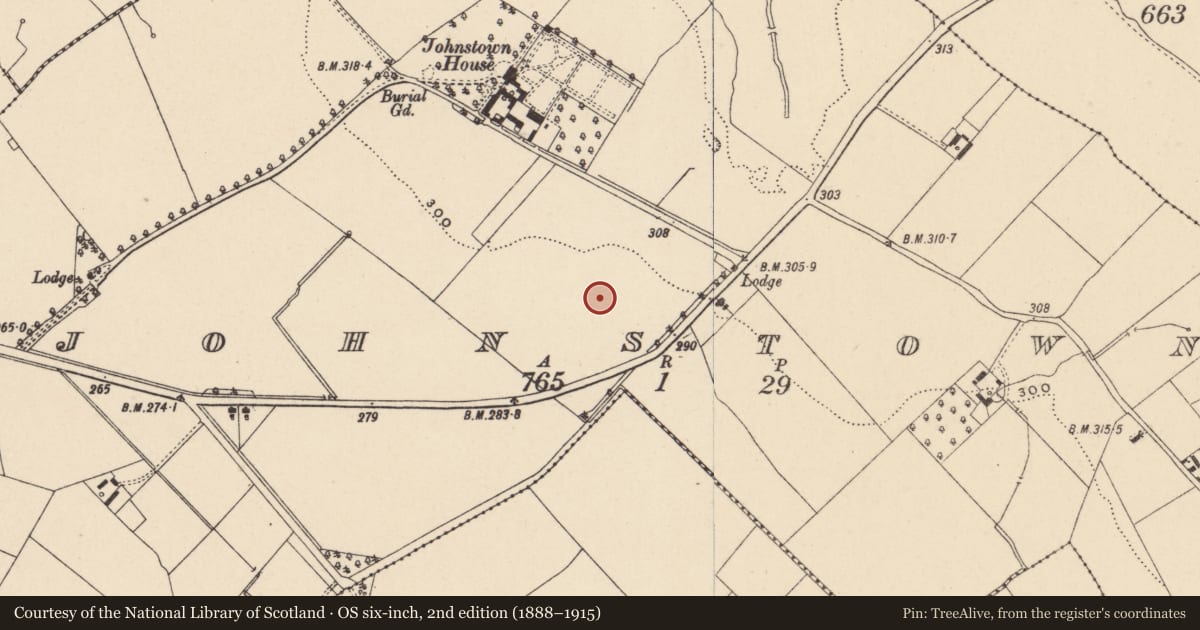 Ordnance Survey six-inch map, 2nd edition (1888–1915) covering the location of Excavation - miscellaneous, Johnstown, County Carlow, with a pin at the register's coordinates
