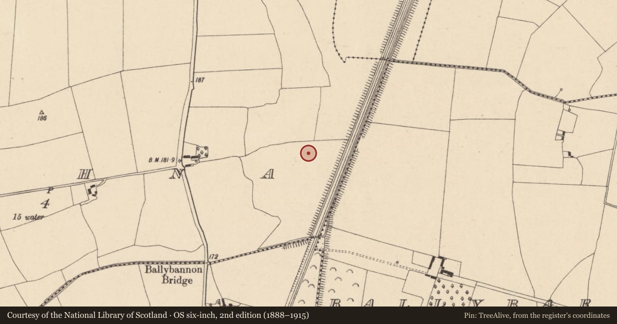 Ordnance Survey six-inch map, 2nd edition (1888–1915) covering the location of Enclosure, Cloghna, County Carlow, with a pin at the register's coordinates