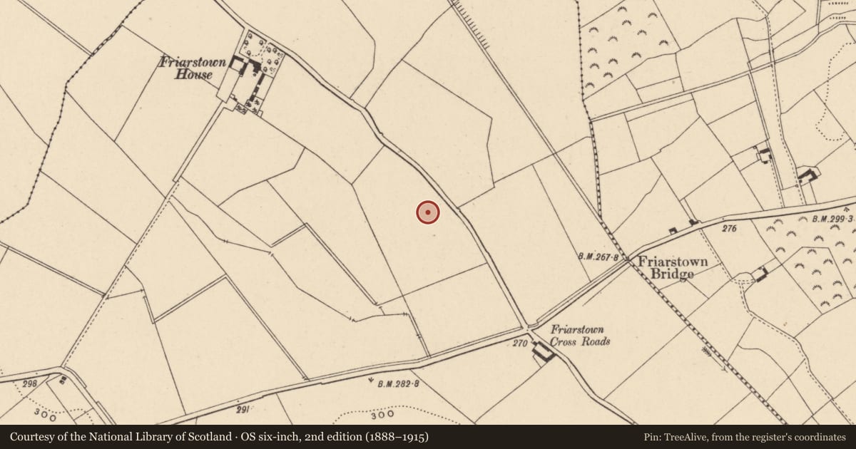 Ordnance Survey six-inch map, 2nd edition (1888–1915) covering the location of Enclosure, Friarstown, County Carlow, with a pin at the register's coordinates