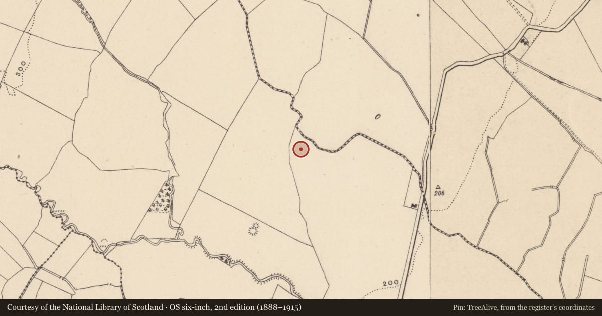 Ordnance Survey six-inch map, 2nd edition (1888–1915) covering the location of Enclosure, Coolnakisha, County Carlow, with a pin at the register's coordinates
