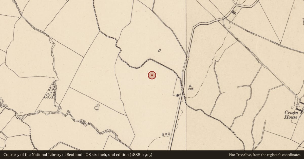 Ordnance Survey six-inch map, 2nd edition (1888–1915) covering the location of Enclosure, Coolnakisha, County Carlow, with a pin at the register's coordinates