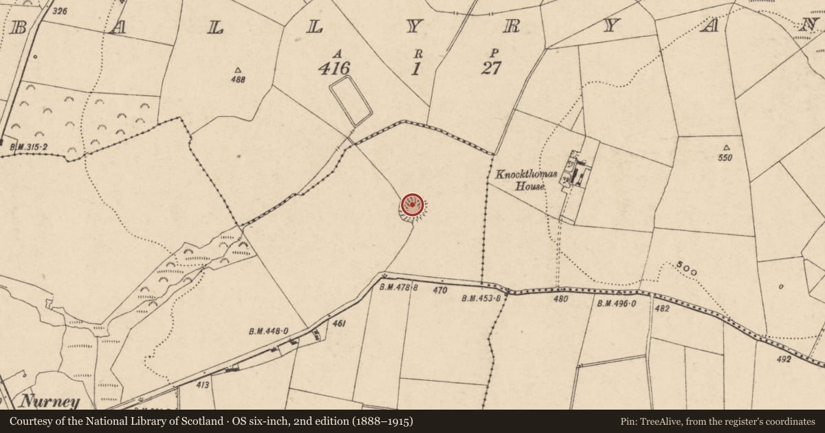 Ordnance Survey six-inch map, 2nd edition (1888–1915) covering the location of Ringfort - rath, Nurney, County Carlow, with a pin at the register's coordinates