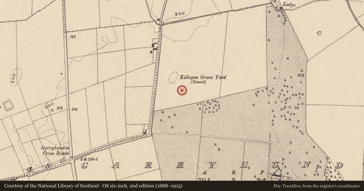 Ordnance Survey six-inch map, 2nd edition (1888–1915) covering the location of Field system, Garryhundon, County Carlow, with a pin at the register's coordinates
