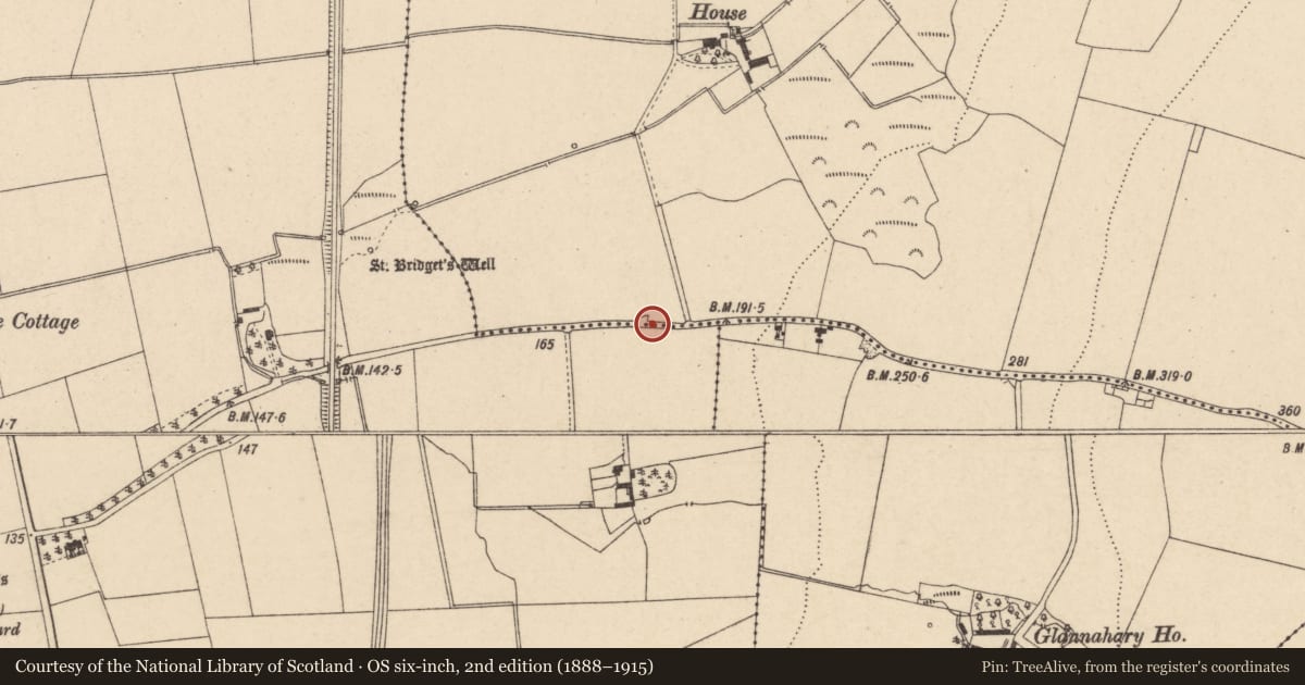 Ordnance Survey six-inch map, 2nd edition (1888–1915) covering the location of Kiln - lime, Donore, County Carlow, with a pin at the register's coordinates