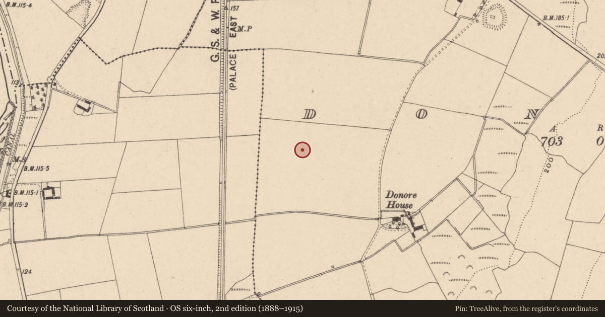 Ordnance Survey six-inch map, 2nd edition (1888–1915) covering the location of Enclosure, Donore, County Carlow, with a pin at the register's coordinates