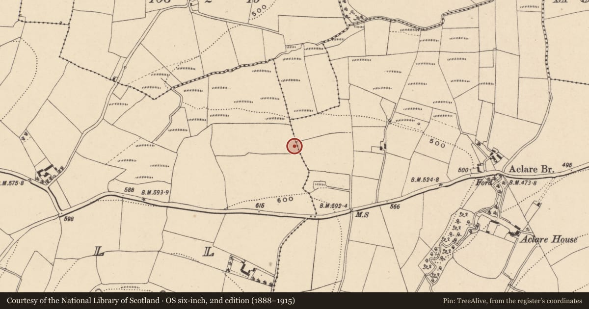 Ordnance Survey six-inch map, 2nd edition (1888–1915) covering the location of Ringfort - rath, Myshall, County Carlow, with a pin at the register's coordinates