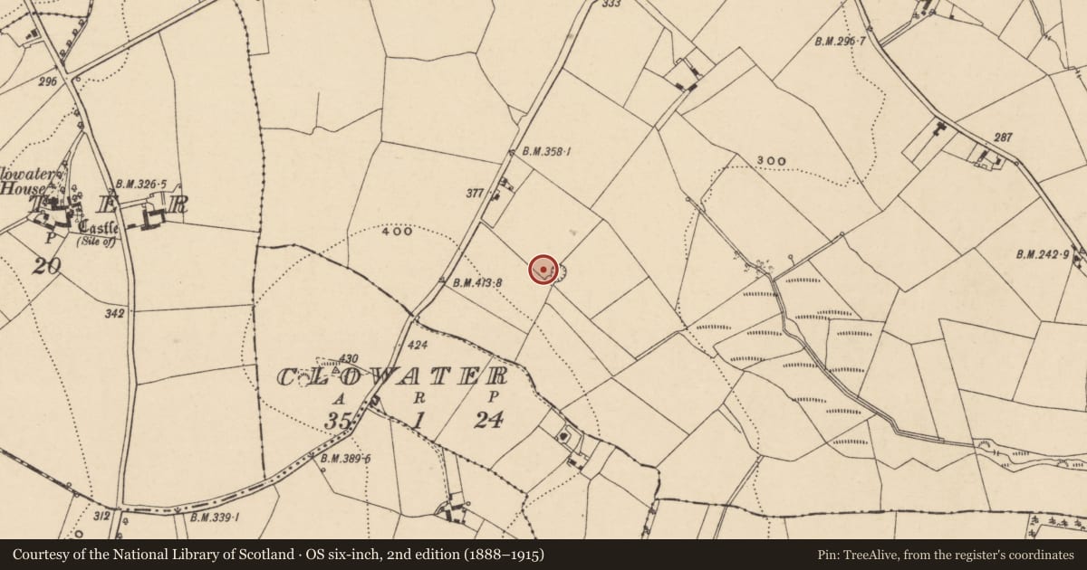 Ordnance Survey six-inch map, 2nd edition (1888–1915) covering the location of Enclosure, Ballinkillin, County Carlow, with a pin at the register's coordinates