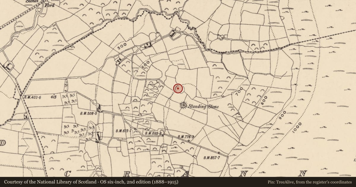 Ordnance Survey six-inch map, 2nd edition (1888–1915) covering the location of Enclosure, Crannagh, County Carlow, with a pin at the register's coordinates