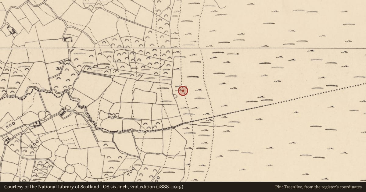 Ordnance Survey six-inch map, 2nd edition (1888–1915) covering the location of House - indeterminate date, Raheendarragh, County Carlow, with a pin at the register's coordinates