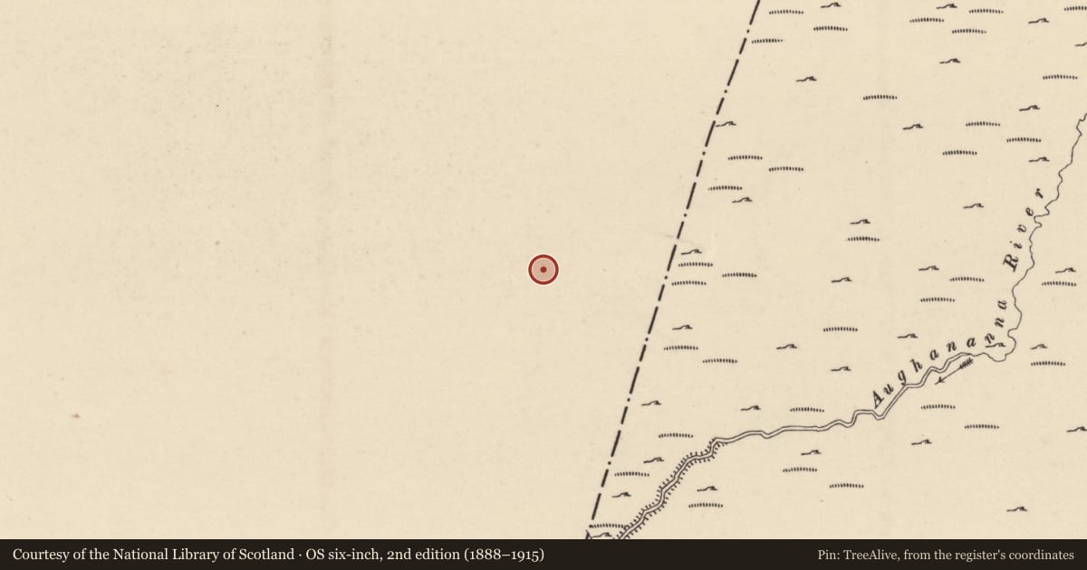 Ordnance Survey six-inch map, 2nd edition (1888–1915) covering the location of Cairn - unclassified, Dranagh, County Carlow, with a pin at the register's coordinates