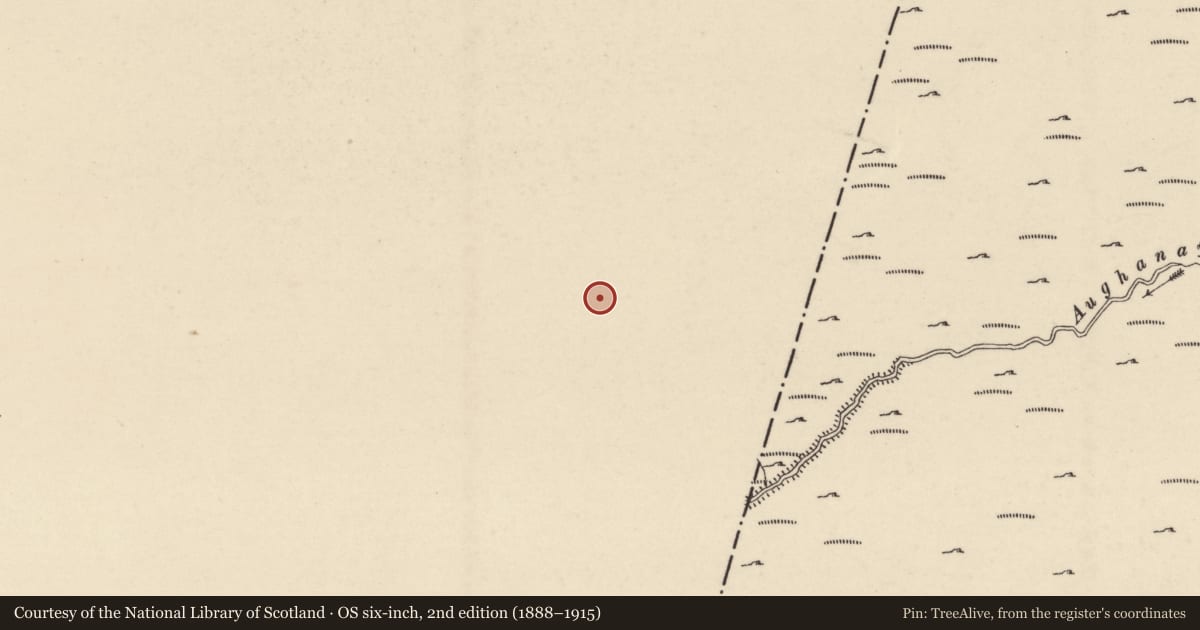 Ordnance Survey six-inch map, 2nd edition (1888–1915) covering the location of Standing stone, Dranagh, County Carlow, with a pin at the register's coordinates