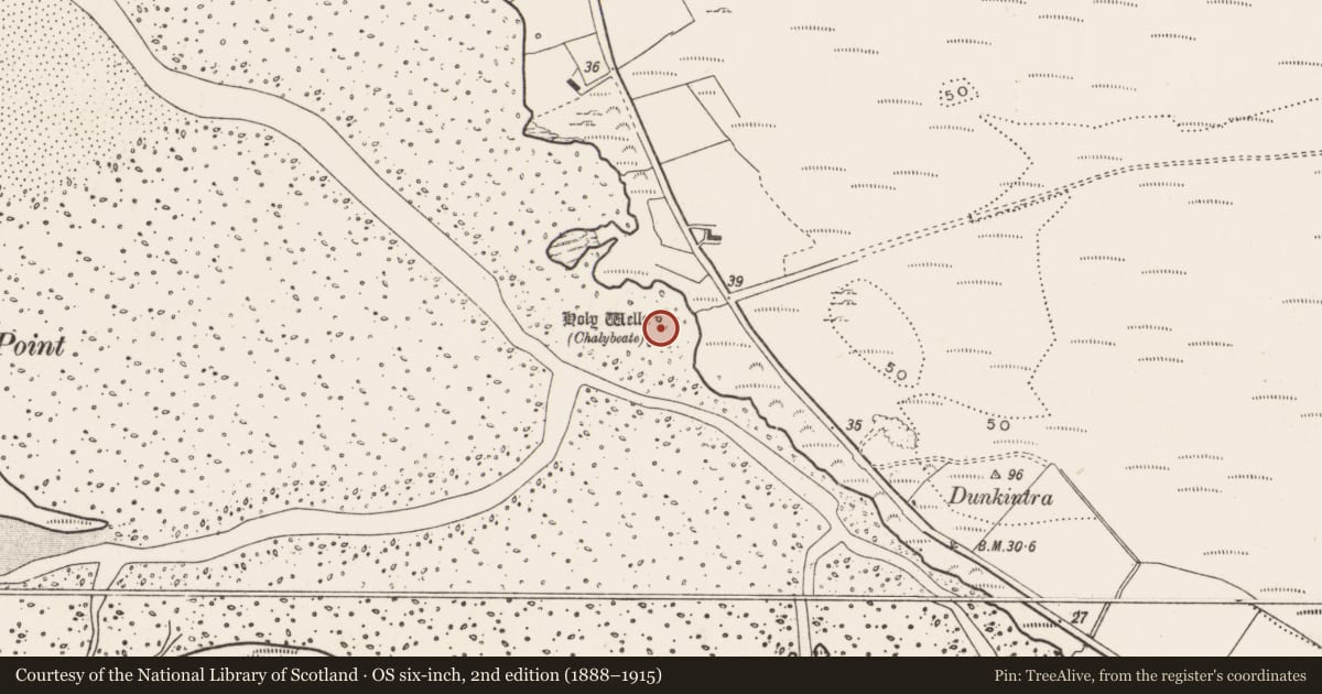 Ordnance Survey six-inch map, 2nd edition (1888–1915) covering the location of Ritual site - holy well, Drumaville, County Donegal, with a pin at the register's coordinates