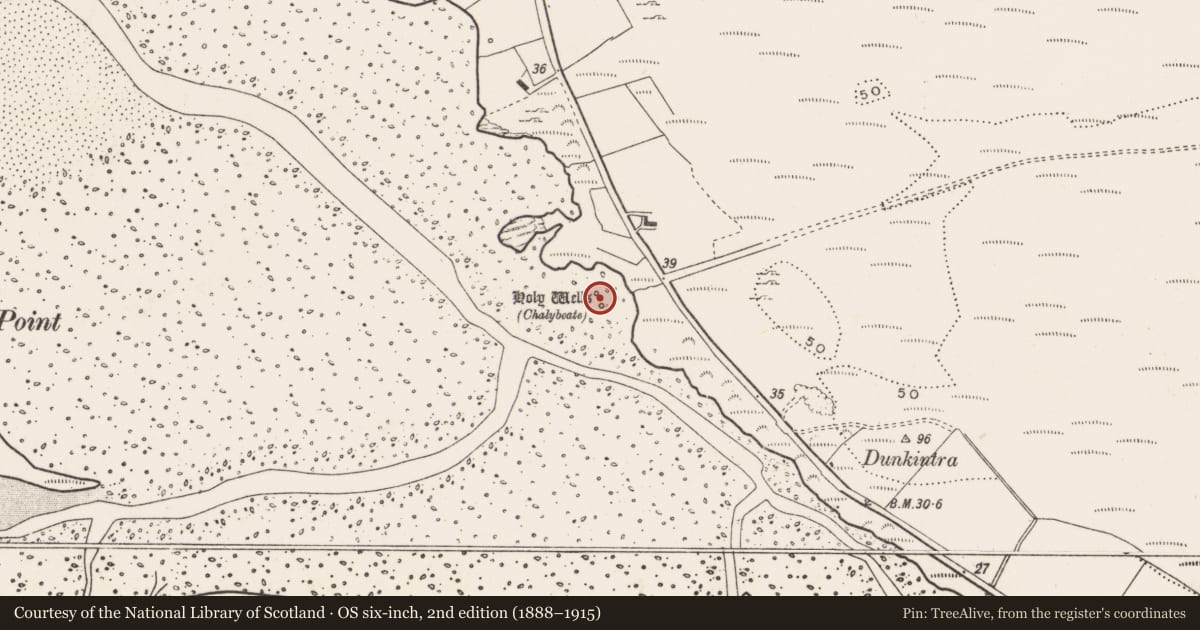 Ordnance Survey six-inch map, 2nd edition (1888–1915) covering the location of Ritual site - holy well, Drumaville, County Donegal, with a pin at the register's coordinates