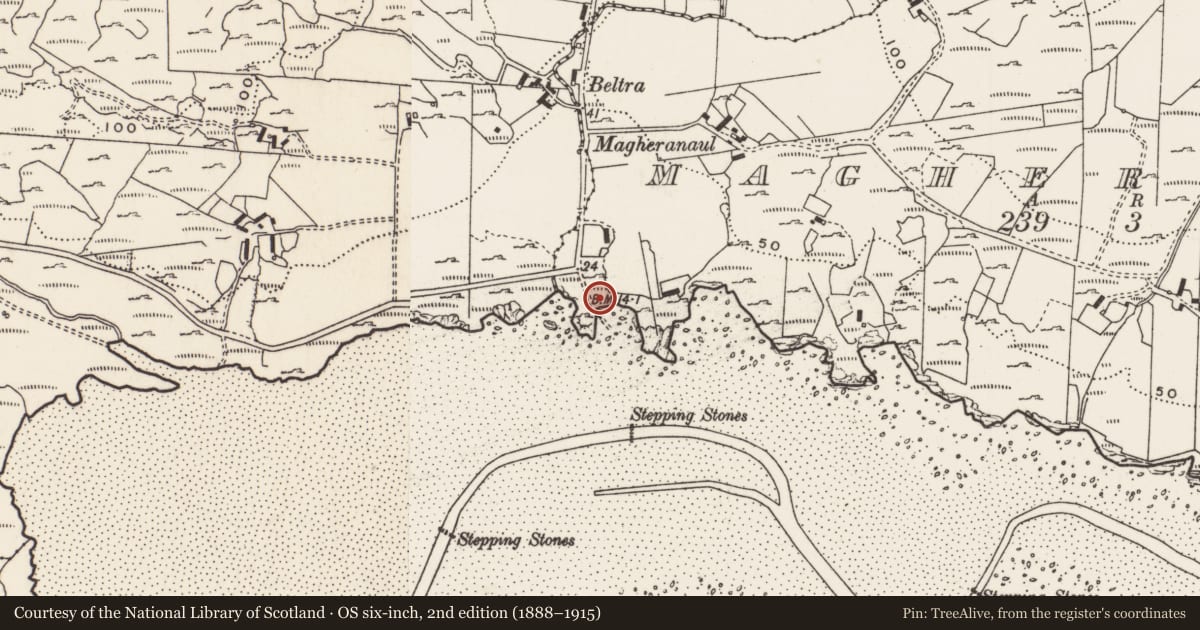 Ordnance Survey six-inch map, 2nd edition (1888–1915) covering the location of Ritual site - holy well, Carrowreagh Or Craignacally, Magheranaul, County Donegal, with a pin at the register's coordinates