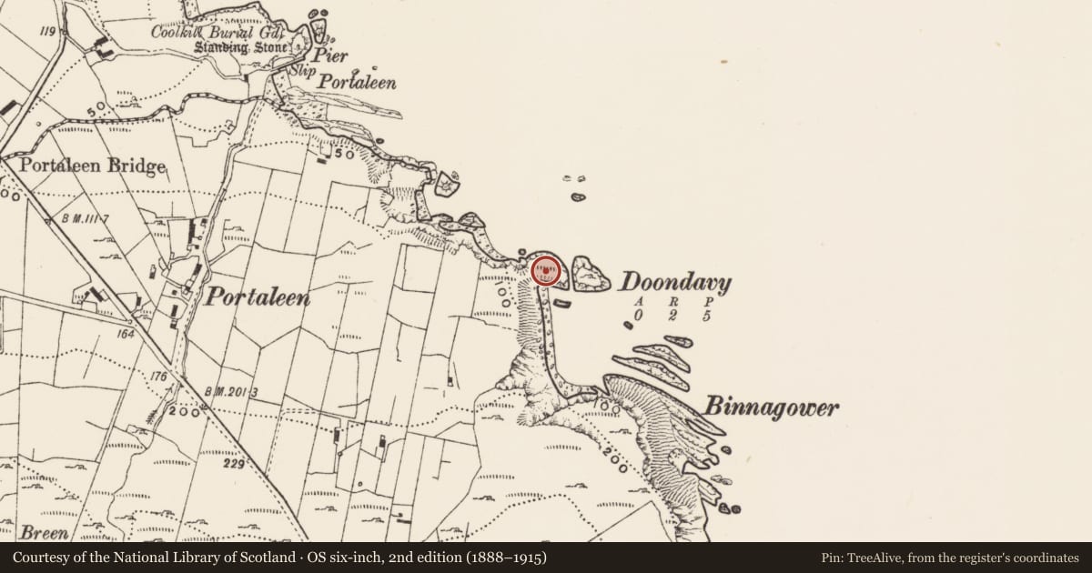 Ordnance Survey six-inch map, 2nd edition (1888–1915) covering the location of Promontory fort - coastal, Carthage, County Donegal, with a pin at the register's coordinates