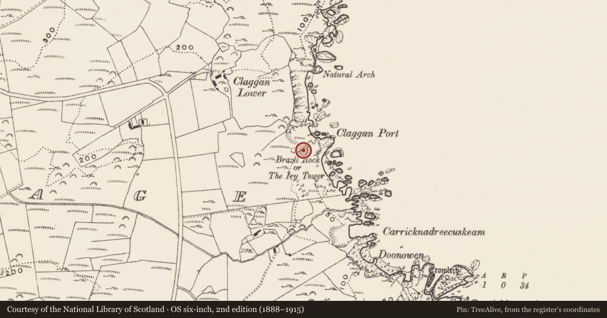 Ordnance Survey six-inch map, 2nd edition (1888–1915) covering the location of Promontory fort - coastal, Carthage, County Donegal, with a pin at the register's coordinates