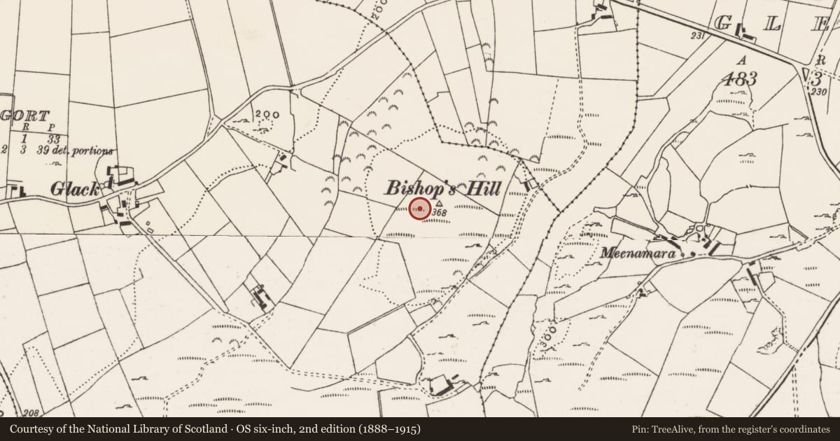 Ordnance Survey six-inch map, 2nd edition (1888–1915) covering the location of Ringfort - rath, Glackadrumman, County Donegal, with a pin at the register's coordinates