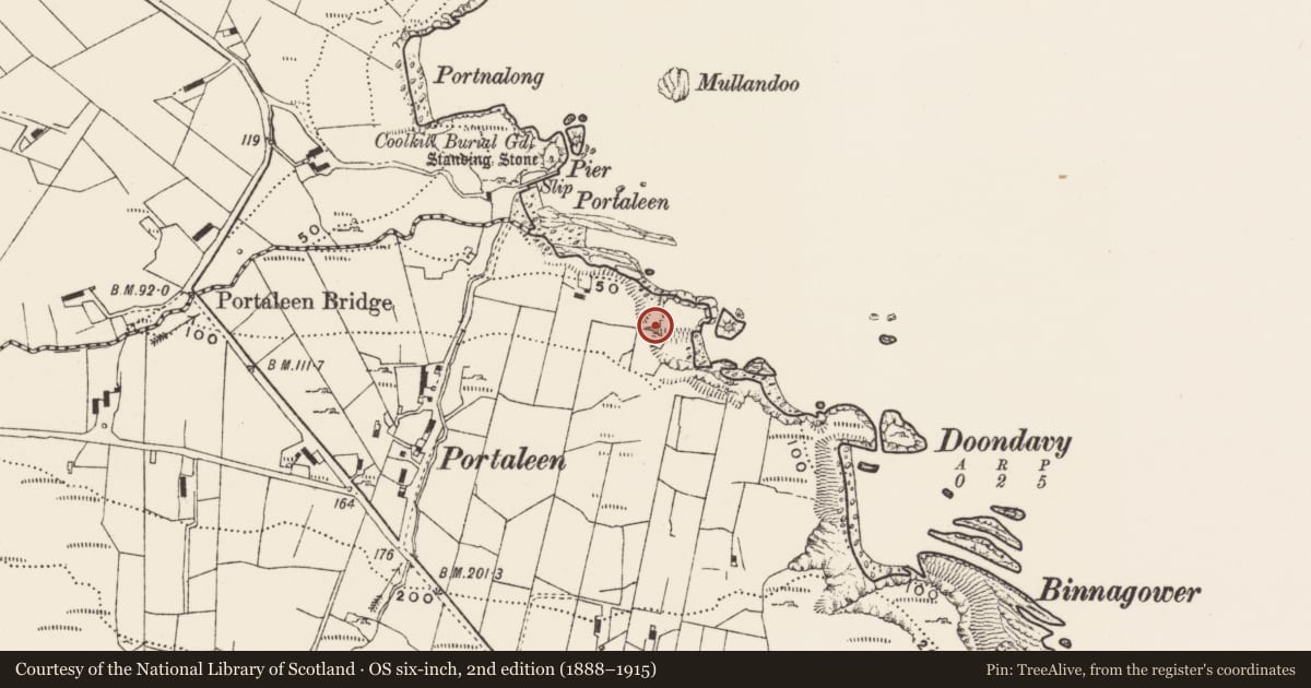 Ordnance Survey six-inch map, 2nd edition (1888–1915) covering the location of Promontory fort - coastal, Carthage, County Donegal, with a pin at the register's coordinates