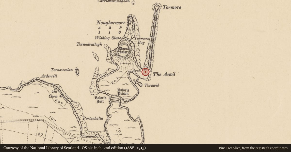 Ordnance Survey six-inch map, 2nd edition (1888–1915) covering the location of Well, Toraigh, County Donegal, with a pin at the register's coordinates