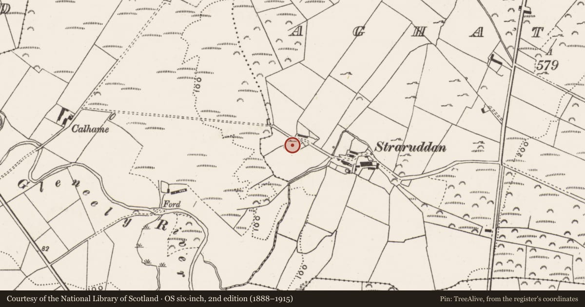 Ordnance Survey six-inch map, 2nd edition (1888–1915) covering the location of Ringfort - cashel, Aghatubbrid, County Donegal, with a pin at the register's coordinates