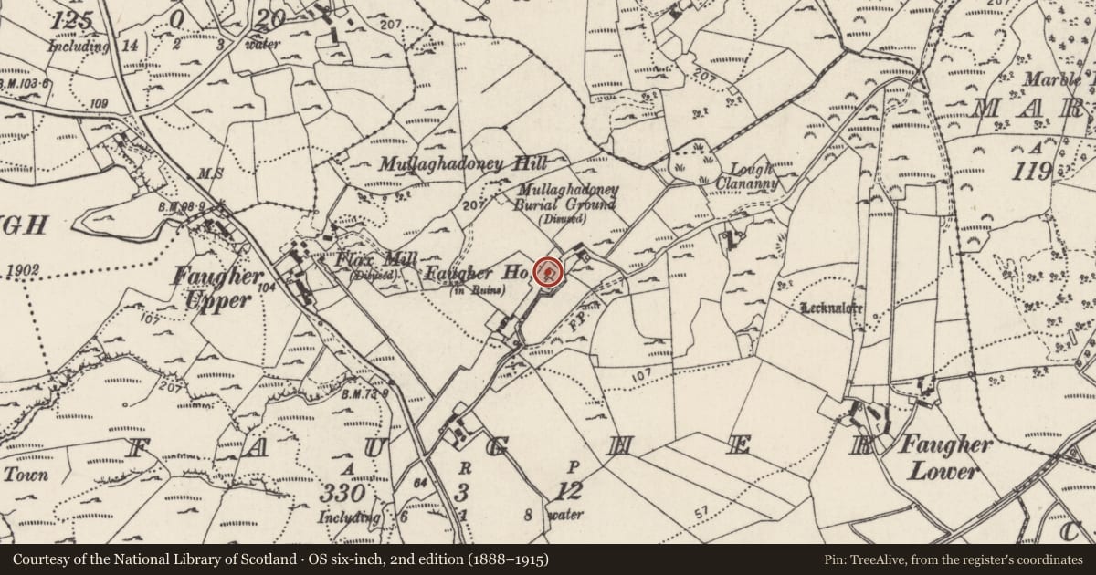 Ordnance Survey six-inch map, 2nd edition (1888–1915) covering the location of Bawn, An Fhothair (TC An Ardaidh), County Donegal, with a pin at the register's coordinates