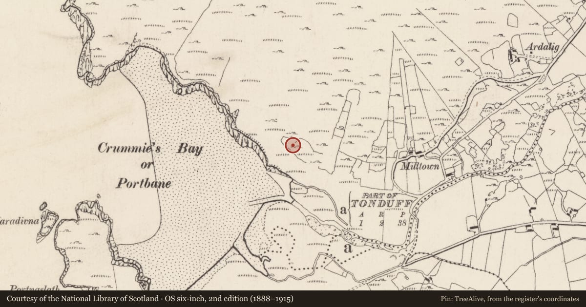 Ordnance Survey six-inch map, 2nd edition (1888–1915) covering the location of Cist, Lederg, County Donegal, with a pin at the register's coordinates