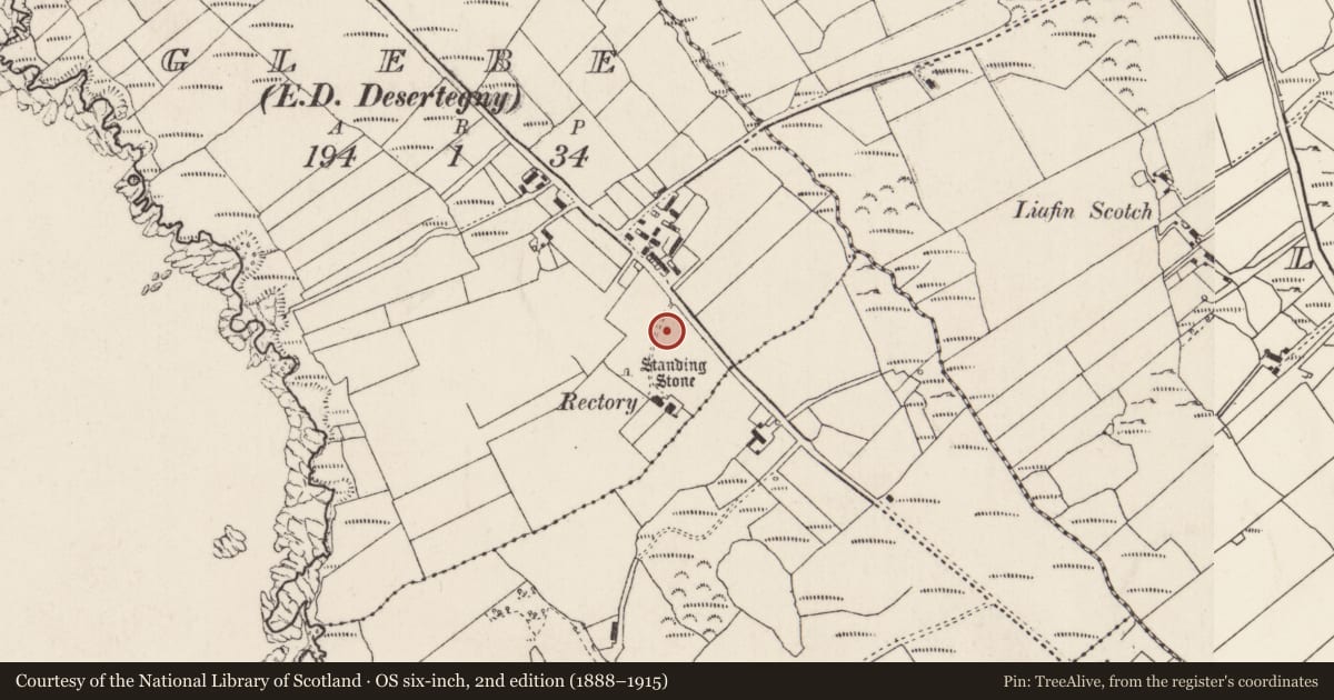 Ordnance Survey six-inch map, 2nd edition (1888–1915) covering the location of Rock art, Glebe, County Donegal, with a pin at the register's coordinates