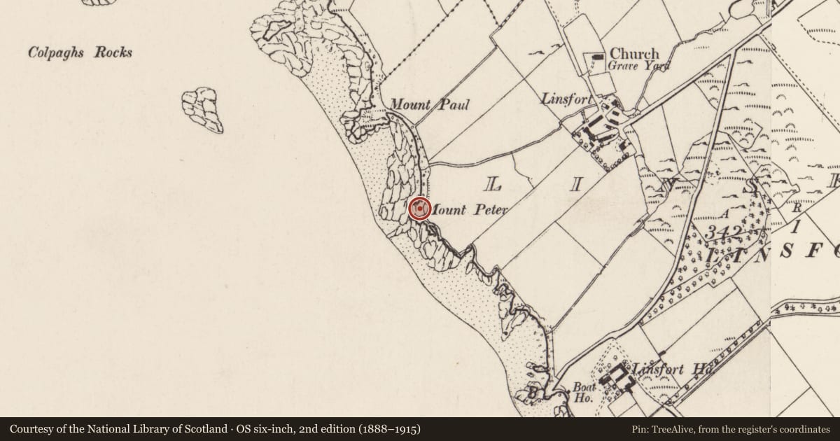 Ordnance Survey six-inch map, 2nd edition (1888–1915) covering the location of Promontory fort - coastal, Linsfort, County Donegal, with a pin at the register's coordinates